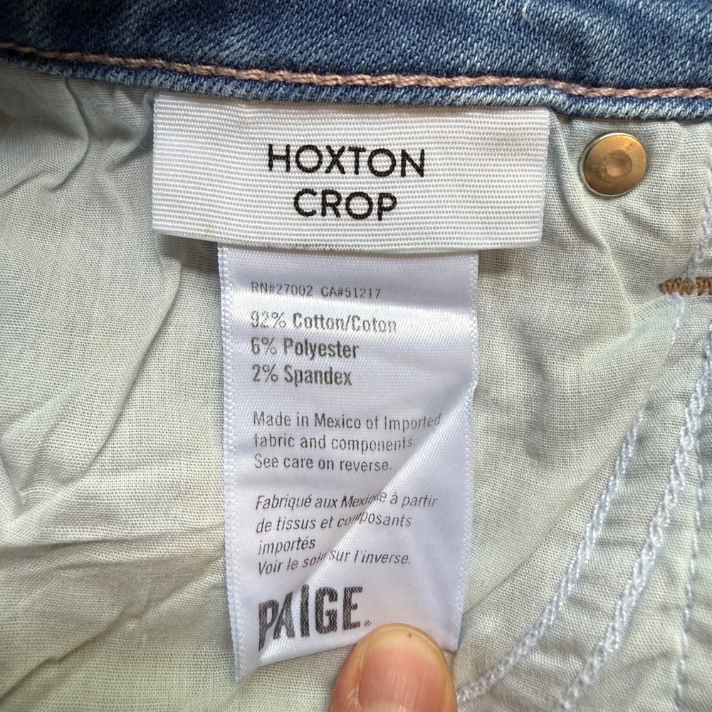 PAIGE Hoxton Crop Jeans 26 Rockslide High Rise Raw Hem Blue Skinny 3196F46-5237‎ - Picture 5 of 10